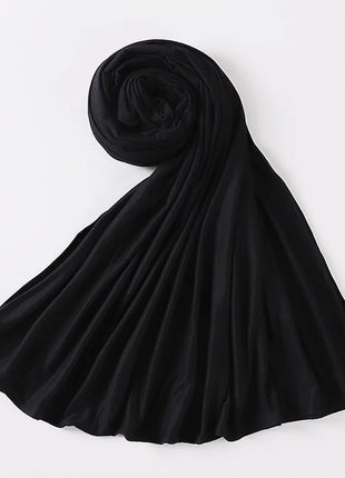 Muslim Plain Cotton Jersey Hijab Scarf Solid Color With Good Stitch Stretchy Soft Turban Head Wraps Shawl Foulard Femme