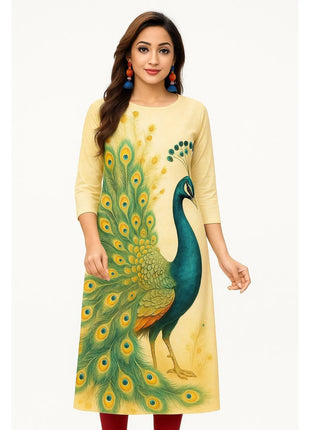 Muslim Dress Kurt Fashionable Elegant National Style Straight Tube Casual Slit Hem Elephant Peacock Pattern Women Dress Abaya