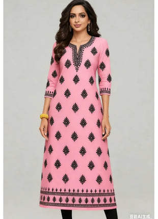Muslim Black Dress Kurt Women's Fashionable Long Sleeved Straight Tube Casual Round Neck Elephant Pattern Islamic Women Clothing