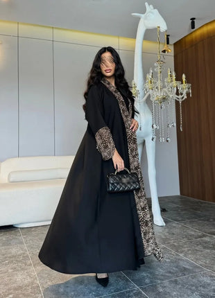 Eid Women Muslim Abaya Leopard Cardigan with Scarf Dress 2025 Vestidos Largos Caftan Robe Jalabiya Ramadan Morocco Dubai Kaftan