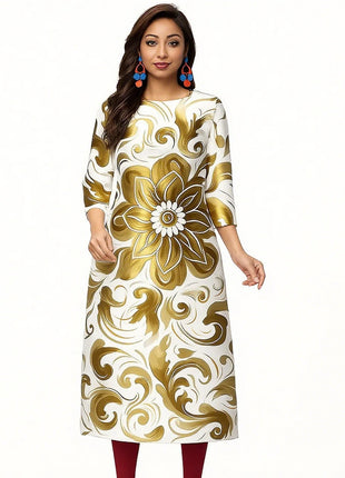 Muslim Dress Kurt Women's Fashionable Elegant Straight Tube Casual Flowers Color Elephant Pattern Abaya Femme Dubaï Slit hem