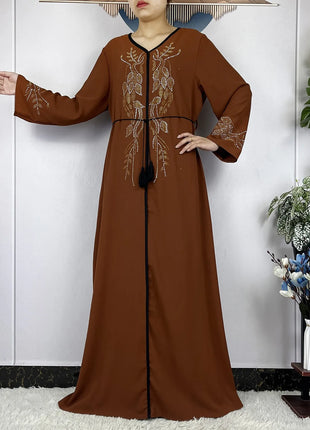 New African Abayas For Women Long Sleeved Chiffon Loose Femme Elegant Robe Dubai Islam Fashion Party Evening Dresses With Scarf