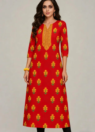Muslim Kurtta women's Casual Fashion Dress National style Straight Tube Casual Ethnic Flower Round Neck Regular Design Sense