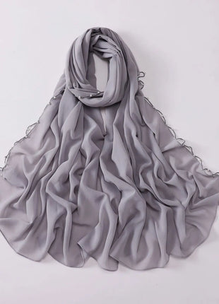 High Quality Women Beads Tassles Hijab Plain Long Scarf Shawls Malaysia Headband Muslim Arab Headscarf Wrap Shaylas 175*70cm