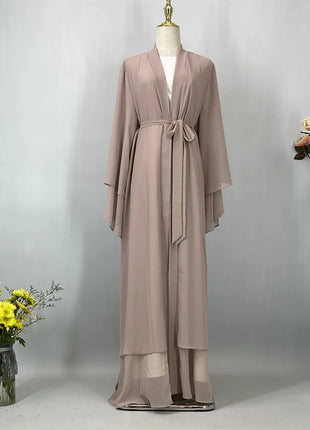 Ramadan Kebaya Chiffon Open Abaya For Women Muslim Dress Kaftan Islam Clothing Caftan Marocain Femme Modest Robe Dubai Kimono