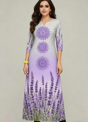 Muslim Peacock Kurtta Women's Casual Fashion Dress Long Sleeved Straight Tube Casual Ethnic Flower Abaya Musulmane Modest Dress