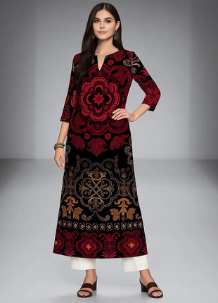 Muslim Dress Kurt Women's Fashionable And Elegant Straight Tube Casual National Style Pattern Noble Skirt Muslim Women Clothing
