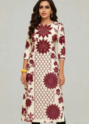 National style Muslim Women Kurt Casual Dress Long Sleeve Straight Casual Ethnic Flower Mandarin 3D Design Suitable Caftan Femme