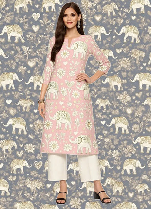 Muslim Women Kurt Casual Dress Long Sleeve Straight Casual Ethnic Flower Mandarin O-Neck Round Regular Size 3D Design Suitable