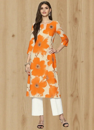 Muslim Dress Kurt Women's Fashionable And Elegant Straight Tube Casual Round Neck Colorful Flowers Pattern Dress Abiti Lunghi