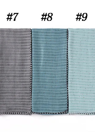 New Designs Cotton Linen hajib Scarf Stripe Islamic Ladies Head Scarf Headwear Lace Malaysian Women's Scarves Ramadan Turban