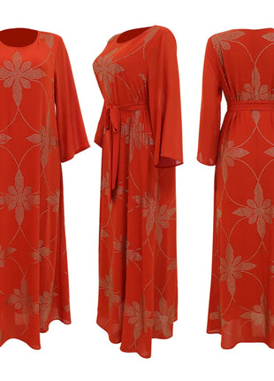 Eid Morocco Party Dress Women Muslim Abaya Diamond Ramadan Chiffon Dubai Abayas Kaftan Elegant Robe Vestidos Turkey Gown 2023