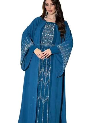 2024 Dubai Abaya Autumn Fashion Muslim Long Sleeve V-neck Party Evening Maxi Dress Kaftan clothes for Muslim Dress Women Outfits