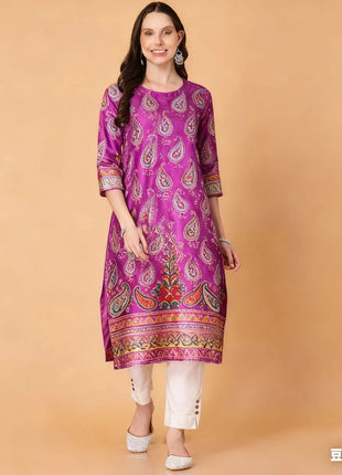 Muslim Kurt Women's Fashionable And Comfortable Kurtta With Flowers Straight Tube And National style Abito Donna Musulmana