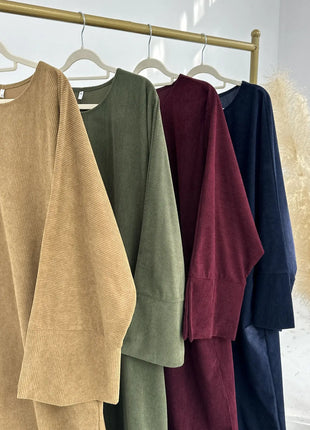Closed Casual Abayas Corduroy Winter Abaya Eid 2025 Muslim Clothes Borkha For Muslim Women Moroccan Dresses Kaftan Caftan Femme