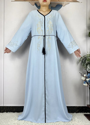 New African Abayas For Women Long Sleeved Chiffon Loose Femme Elegant Robe Dubai Islam Fashion Party Evening Dresses With Scarf