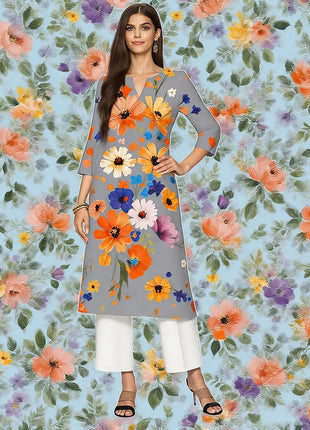 Muslim Dress Kurt Women's Fashionable And Elegant Long Sleeved Straight Tube Casual Flowers Color Pattern Abaya Luxury