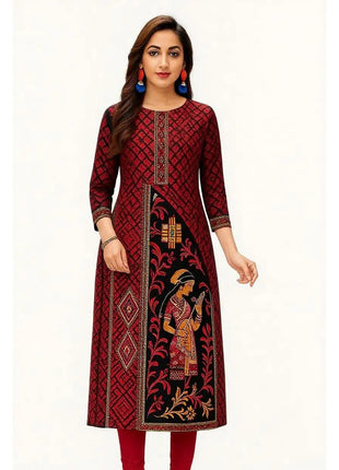 Dress Kurt Women's Fashionable And Elegant Straight Tube Casual Round Neck Pattern Noble Skirt Muslim Women Clothing