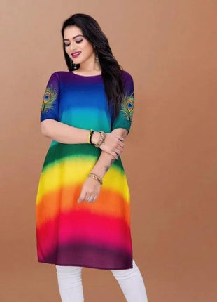 Muslim Women's Kurt Fashionable And Elegant Peacock Straight Tube Casual Comfortable Dress 2026 Abito Donna Musulmana Slit hem