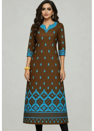 Muslim Dress Kurt Women's Fashionable And Elegant Straight Tube Casual Round Neck Color Elephant Pattern Abaya Femme Dubaï