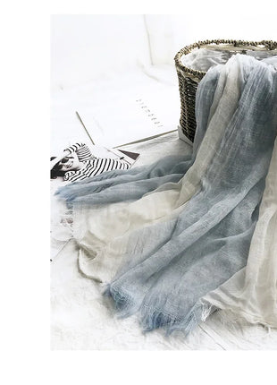 Thin Scarf Shawl New Cotton and Linen Women's Solid Color Sunscreen Muslim Headband Israel Saudi Arabia Japanese South Korea