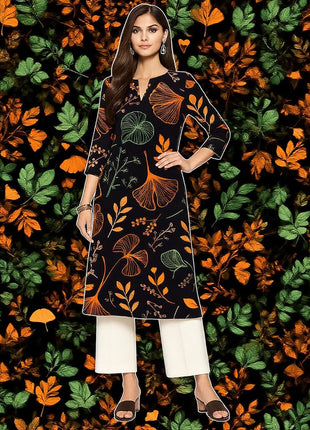 Muslim Kurt Flowers Women's Fashion Comfortable Long Sleeve Straight Casual Ethnic Vestidos Longos Parrot Print New Dress