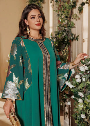 Eid Sequins Muslim Dress for Women Embroidery Party Long Dresses Robe Ramadan Dubai Kaftan Islam Vestidos Jalabiya Dresses 2025