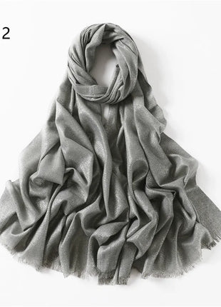 2025 Abaya Women Veil Gold Solid Color Muslim Head Scarf Shawls and Wraps Glitter Pashmina Bandana Female Foulard Hijab