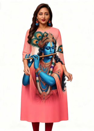 Muslim Dress Kurt Women's Fashionable And Elegant Slit hem Straight Tube Casual Kurtta Pattern Robe Abito Donna Musulmana