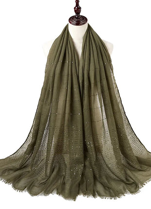 Cotton Linen Hijabs Scarf Turban Hijab Comfort Wearing Soft Paillette Shawls Fringed Muslim Fashion Women Scarves Hijab Ramadan