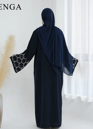 2025 Middle Eastern Islam Outfit for Muslim Women Luxury Dubai Modest Abaya Dress Eid Arabic Cardigan Plain Turkey Kaftan Robe