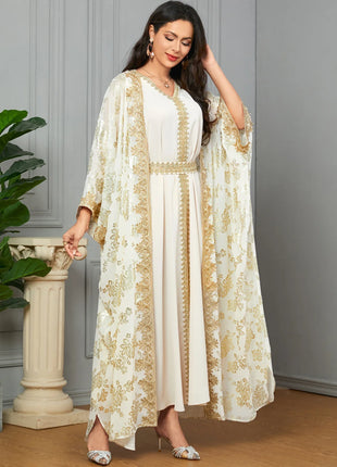 Women's Eid Abaya 2-Piece Set — Embroidered Jalabiya Party Dress