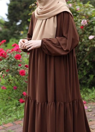 Fashionable Muslim women's loose long sleeved retro elegant dress