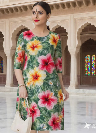 Muslim Dress Kurt Fashionable Elegant Straight Tube National Style Flowers Pattern Noble Skirt Slit Hem Abito Donna Musulmana