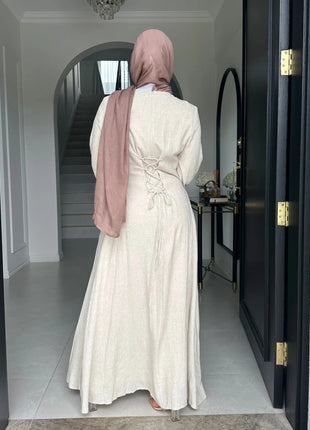 2025 Summer Arabic Muslim Women Modest Dress Eid Dubai Plain Abaya Islam Party Outfit Elegant Holiday Dresses Turkey Kaftan Robe