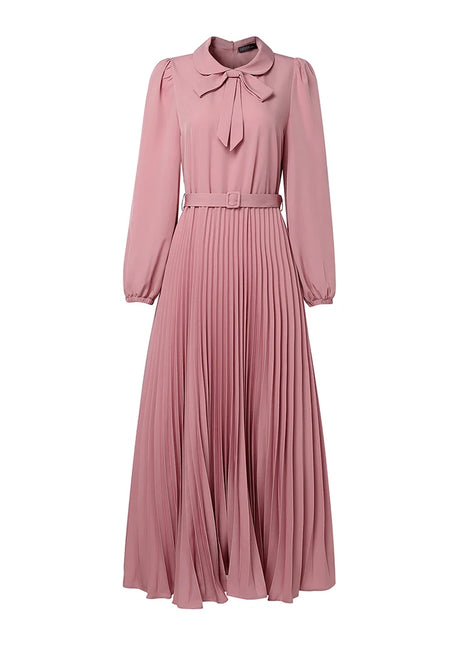 Elegant Muslim Dress Abaya ZANZEA Women 2025 Autumn Dresses Long Lantern Sleeve Pleated Sundress Belted Robe Femme Party Vestido