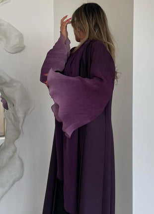 Open Front Abaya Muslim Flare Sleeve Casual Arabian Abayas Middle-East Elegant Turkey Kaftans Women Jilbabs Islamic Maxi Dresses