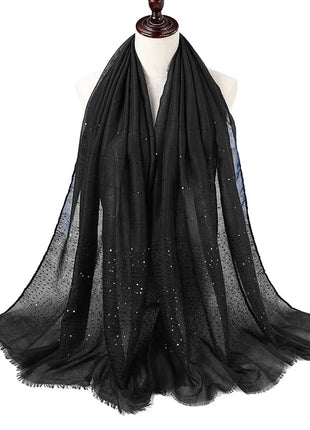 Cotton Linen Hijabs Scarf Turban Hijab Comfort Wearing Soft Paillette Shawls Fringed Muslim Fashion Women Scarves Hijab Ramadan