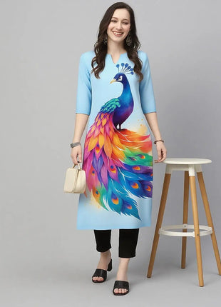 Muslim Kurt Casual Fashion Dress Long Sleeved Straight Tube Casual Ethnic Peacock Abaya Women Muslim Dress Peacock Sleeve Abaya