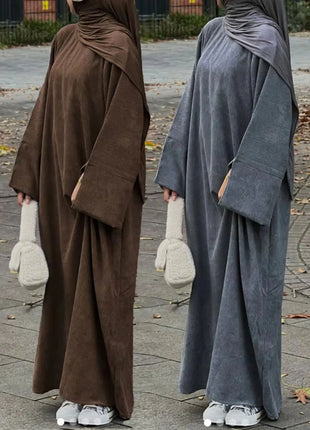 UAE Dubai Fashion Inspired Muslim Abaya Cuff Slits Feature Ideal for Ramadan Occasions and Middle East Autumn Winter Dressing