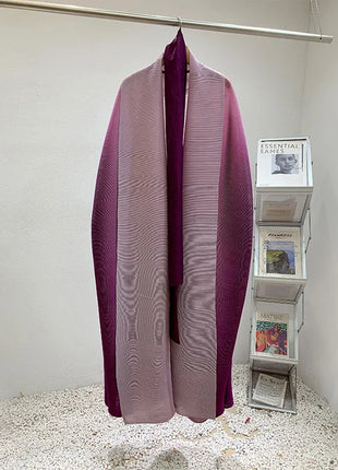 Wind Coat for Women 2024 Autumn New Style Gradient Color, Plus Fat and Enlarged Bat Sleeves, Scarf Style Long Outerwear