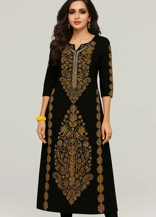 Muslim Dress Kurt Women's Fashionable And Elegant Straight Tube Casual Round Neck Colorful Peacock Pattern Dress Abiti Lunghi