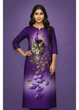 Muslim Peacock Women Kurt Casual Dress Long Sleeve Straight Casual Ethnic Flower Mandarin 3D Design Suitable Ladies Abaya Muslim