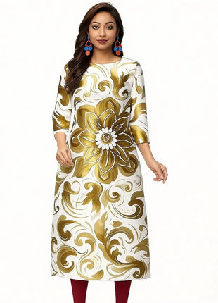 Muslim Dress Kurt Women's Fashionable Elegant Straight Tube Casual Flowers Color Elephant Pattern Abaya Femme Dubaï Slit hem