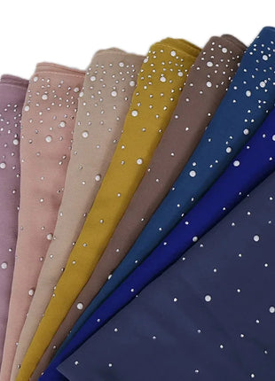 180*70CM New Plain Diamond Beads Bubble Chiffon Instant Hijab Shawls Solid Thick Head Wraps Foulard Sjaal Muslim Bonnet Cachecol