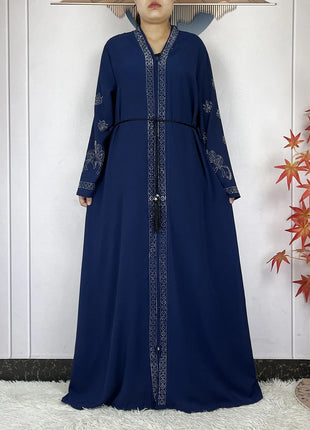 New Dubai Style Women Elegant Dress Long Sleeves Open Abaya Muslim Women Dress Islamic Clothing Casual Abaya Women Muslim Dress