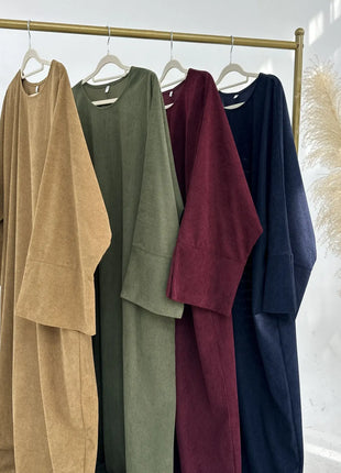 Closed Casual Abayas Corduroy Winter Abaya Eid 2025 Muslim Clothes Borkha For Muslim Women Moroccan Dresses Kaftan Caftan Femme