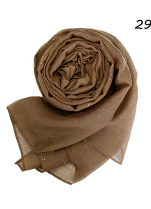 Shimmer Glitter Cotton Viscose Hijab Scarves For Women Muslim Long Shawls Headscarf Wraps Solid Headbands Stole Bufandas Turbans