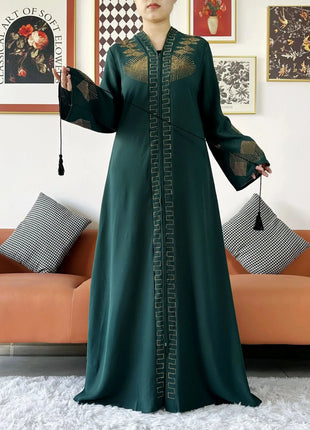 2024 Women Elegant Party Dress Chiffon Open Abaya Muslim Women Dress Islamic Clothing Cardigan Abaya Women Muslim Dress