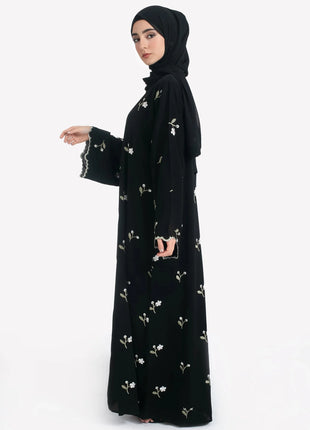 Stylish Muslim Islamic Abaya for Women Light Green Floral Embroidery Delicate Cuffs Ideal for UAE Saudi Arabia Qatar